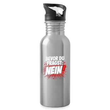 Bevor du fragst Nein sarkastisches Statement - Trinkflasche mit integriertem Trinkhalm - Lightsilver - Rechts
