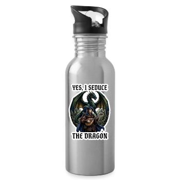 Yes I Seduce The Dragon Bard RPG Art - Water bottle with straw - silver - Right