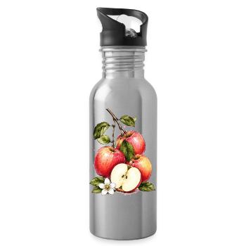 Splendeur de pomme aquarélie - Gourde avec paille intégrée - argent clair - Droite