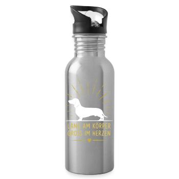 Lang am Körper, Groß im Herzen - Trinkflasche mit integriertem Trinkhalm - Lightsilver - Rechts