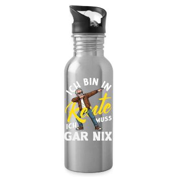In Rente Gar Nix Tanz Spruch - Trinkflasche mit integriertem Trinkhalm - Lightsilver - Rechts