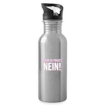 Bevor du fragst Nö! - Trinkflasche mit integriertem Trinkhalm - Lightsilver - Rechts