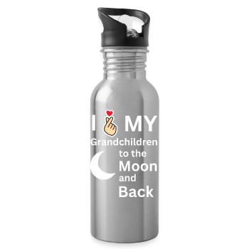 Ich liebe das Familiengeschenk meiner Enkelkinder - Trinkflasche mit integriertem Trinkhalm - Lightsilver - Rechts