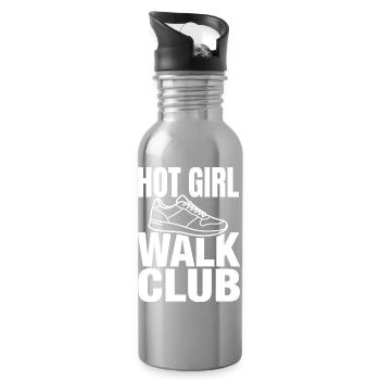 Hot Girl Walk Club with Sneakers - Water bottle with straw - silver - Right