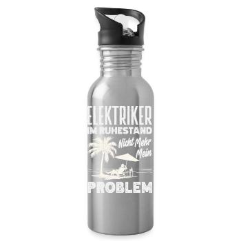 Elektriker Im Ruhestand - Trinkflasche mit integriertem Trinkhalm - Lightsilver - Rechts