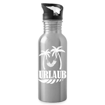 Palmenurlaub Hängematte Design - Trinkflasche mit integriertem Trinkhalm - Lightsilver - Rechts