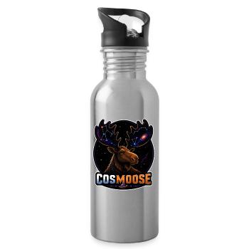 COSMOOSE – Kosmischer Elch mit Sterngeweihen - Trinkflasche mit integriertem Trinkhalm - Lightsilver - Rechts