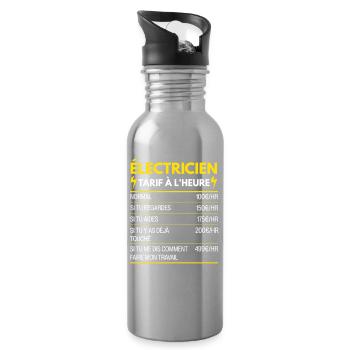 Électricien Cadeau Humour Tarifaire à l'Heure - Gourde avec paille intégrée - argent clair - Droite