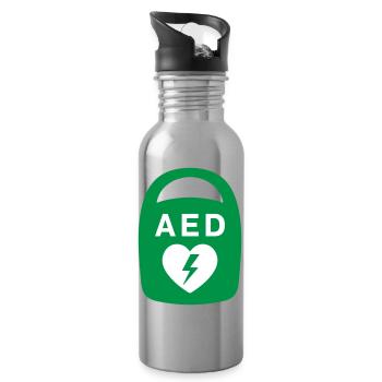 AED Heart Emergency Medical Icon - Water bottle with straw - silver - Right