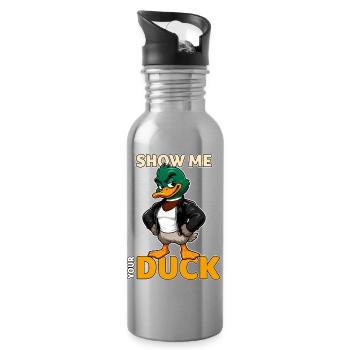 Montre-moi ton canard drôle de jeu de mots avec des canards - Gourde avec paille intégrée - argent clair - Droite