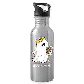 Ghost Hawaii Gespenst Sommer Urlaub Humor Motiv - Trinkflasche mit integriertem Trinkhalm - Lightsilver - Rechts