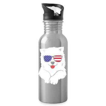 Samojede Hund Samoyed - Trinkflasche mit integriertem Trinkhalm - Lightsilver - Rechts