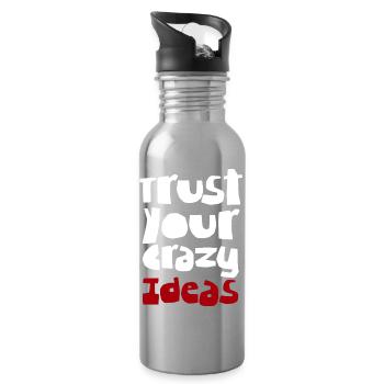 Vertraue deinen verrückten Ideen - Trinkflasche mit integriertem Trinkhalm - Lightsilver - Rechts