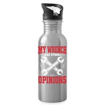 Schrauberhumor – My Wrench Has Strong Opinions - Trinkflasche mit integriertem Trinkhalm - Lightsilver - Rechts