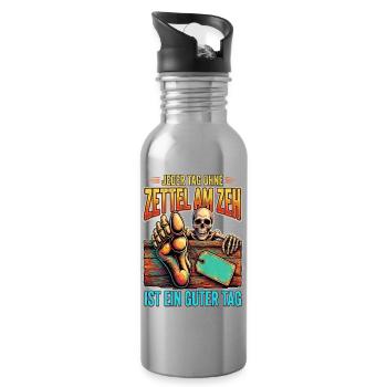 Zettel Zahn: Ein guter Tag - Trinkflasche mit integriertem Trinkhalm - Lightsilver - Rechts