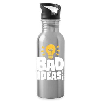 Bad Ideas Specialist – Glühbirne mit Selbstironie - Trinkflasche mit integriertem Trinkhalm - Lightsilver - Rechts