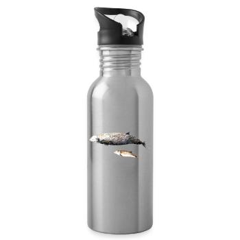 Cuvier's beaked whale - Ziphius cavirostris Beaked whale - Water bottle with straw - silver - Right