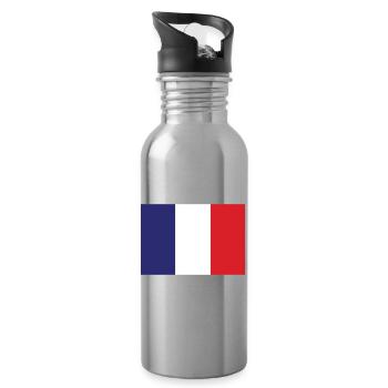 Frankreich Flagge - Trinkflasche mit integriertem Trinkhalm - Lightsilver - Rechts