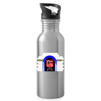 Blauer Tunnelzug im Torbogen - Trinkflasche mit integriertem Trinkhalm - Lightsilver - Rechts