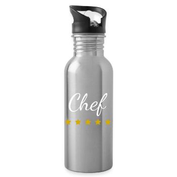 Küchenchef 5 Sterne Hotel - Trinkflasche mit integriertem Trinkhalm - Lightsilver - Rechts