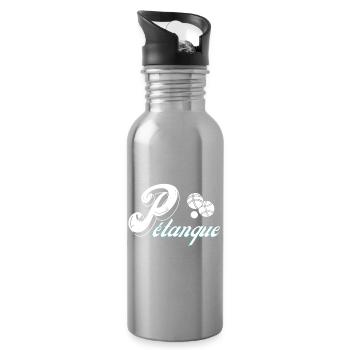 pétanque, fan de pétanque, bouliste - Gourde avec paille intégrée - argent clair - Droite