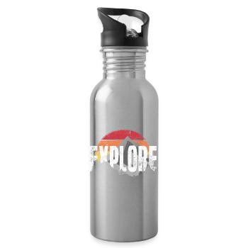 Explore Mountain Sunset Emblem - Water bottle with straw - silver - Right