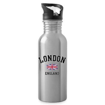 London Union Jack Emblem - Water bottle with straw - silver - Right