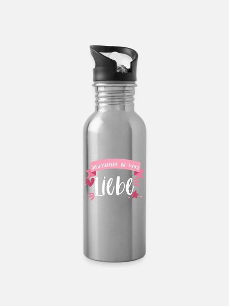 Klettern Alpinklettern Liebe Berge Geschenk - Trinkflasche mit integriertem Trinkhalm - Lightsilver