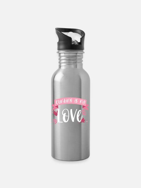 Klettern Bergsteigen Berge Liebe Geschenk - Trinkflasche mit integriertem Trinkhalm - Lightsilver