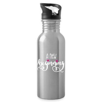 A New Beginning - Water bottle with straw - silver - Right