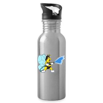 Bee Firefighter Fire Hose Fire Brigade - Water bottle with straw - silver - Right