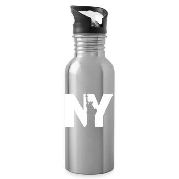 New York Statue - Trinkflasche mit integriertem Trinkhalm - Lightsilver - Rechts