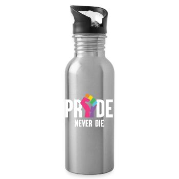 Pride Month LGBT - Pride Never Die - Trinkflasche mit integriertem Trinkhalm - Lightsilver - Rechts