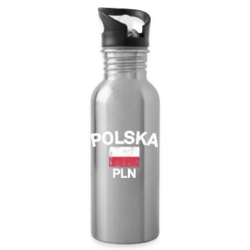 Drapeau Polska Emblème PLN - Gourde avec paille intégrée - argent clair - Droite