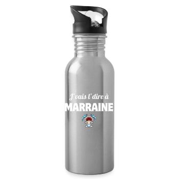 j'vais l'dire, enfant, marraine - Gourde avec paille intégrée - argent clair - Droite
