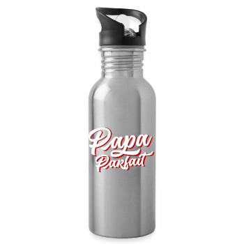 Papa Parfait Super Papa Anniversaire Noël Fête - Gourde avec paille intégrée - argent clair - Droite