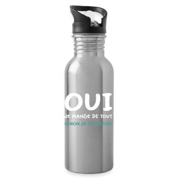 Je mange de tout sinon je m'ennuie Humour - Gourde avec paille intégrée - argent clair - Droite