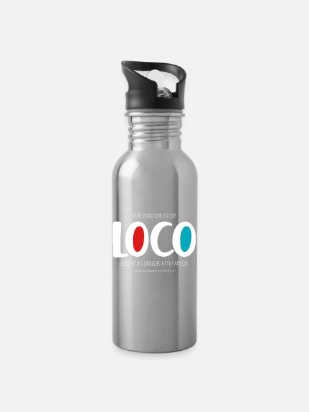 Ich bin verrückt (dunkel) - Trinkflasche mit integriertem Trinkhalm - Lightsilver