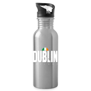 Dublin Bold Wordmark Irish Flag - Water bottle with straw - silver - Right