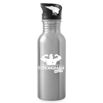 strongman sport Logo Team Verein Training icon - Trinkflasche mit integriertem Trinkhalm - Lightsilver - Rechts