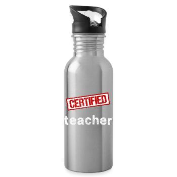 Zertifizierter Lehrer – Gestempelte Grafiken - Trinkflasche mit integriertem Trinkhalm - Lightsilver - Rechts