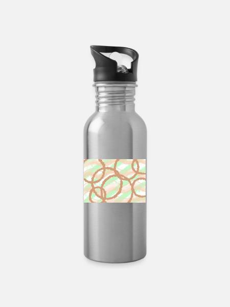 braune Kreise Hintergrund - Trinkflasche mit integriertem Trinkhalm - Lightsilver