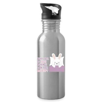 Why fall in love when you can fall asleep? - Trinkflasche mit integriertem Trinkhalm - Lightsilver - Rechts