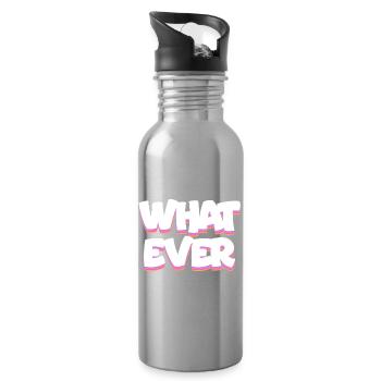 Welcher fette Neon-Pop-Text auch immer - Trinkflasche mit integriertem Trinkhalm - Lightsilver - Rechts