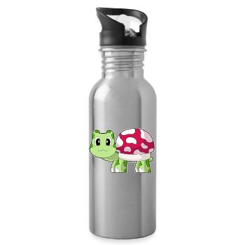 Turtle Mushroom - Water bottle with straw - silver - Right