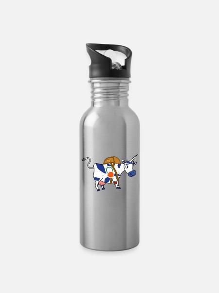 BAVARIAN UNICORN Zugführer Ausbildung - Trinkflasche mit integriertem Trinkhalm - Lightsilver