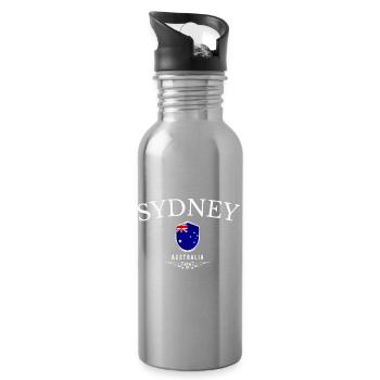 Sydney, Australie, design élégant et minimaliste - Gourde avec paille intégrée - argent clair - Droite