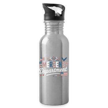 Infirmière d’urgence Fête de l’indépendance 4 juillet - Gourde avec paille intégrée - argent clair - Droite