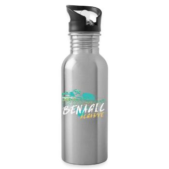 Benagil Cave in the Algarve, Portugal - Water bottle with straw - silver - Right