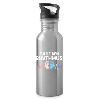 Expectant Mom FEEL THE RHYTHM Funny - Water bottle with straw - silver - Right